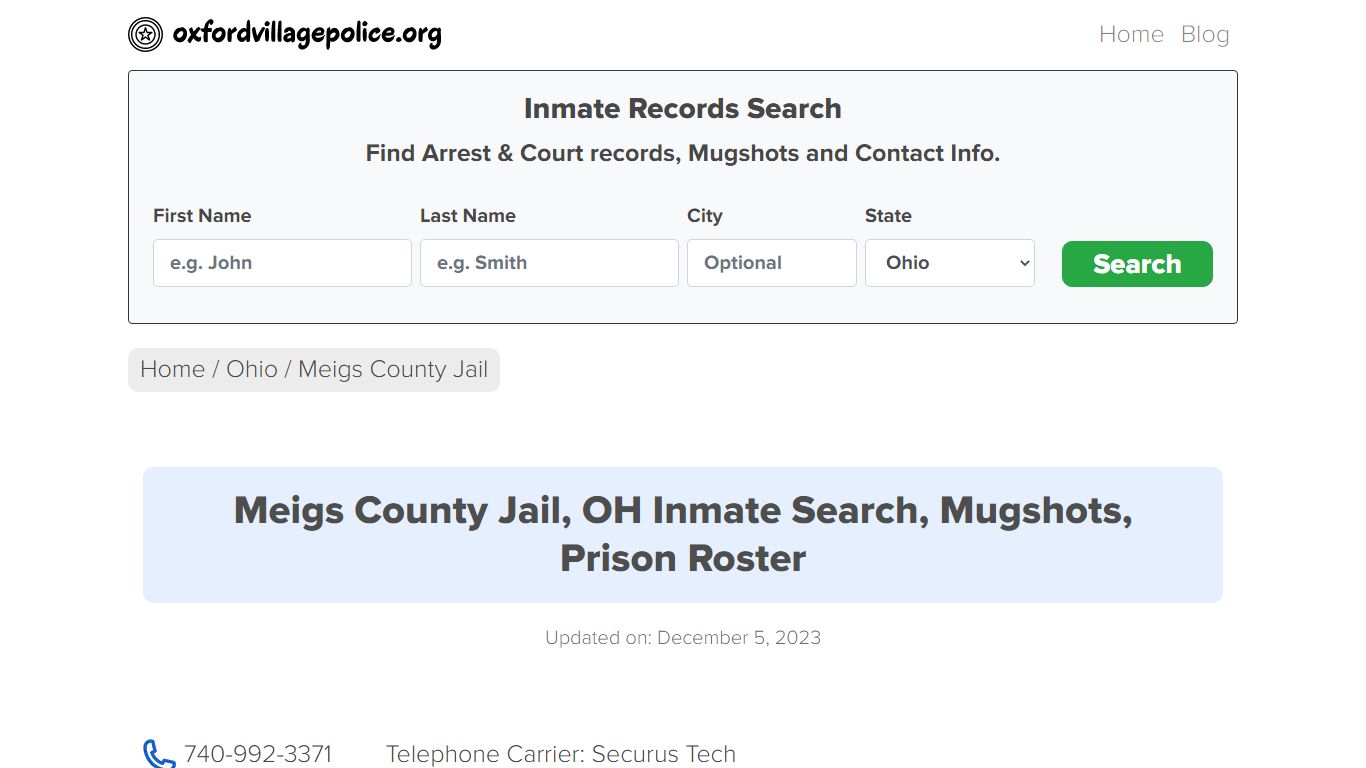 Meigs County Jail, OH Inmate Search, Mugshots, Prison Roster