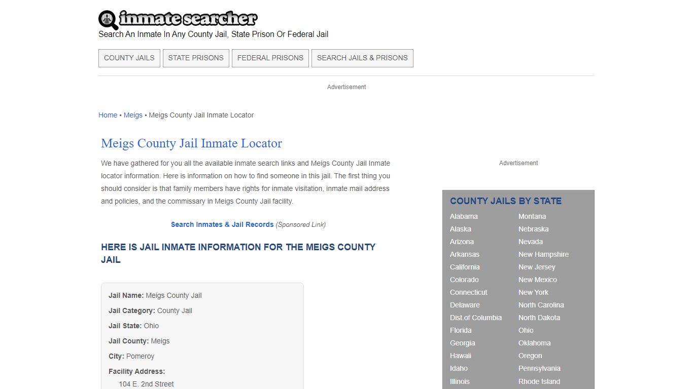 Meigs County Jail Inmate Locator - Inmate Searcher